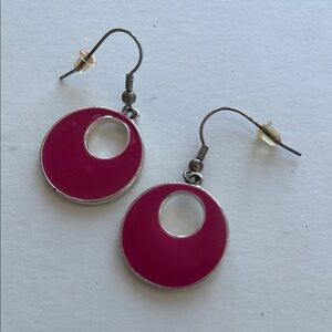 Elegant Pink Circle Earrings